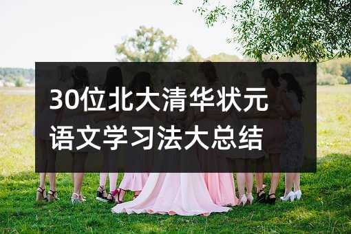 30位北大清华状元语文学习法大总结