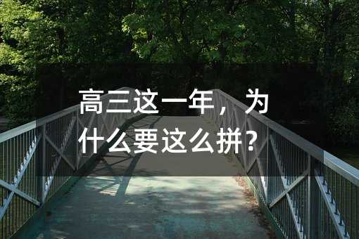 高三这一年,为什么要这么拼?