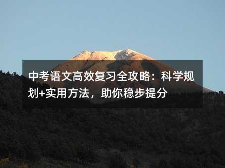 中考语文高效复习全攻略:科学规划+实用方法,助你稳步提分