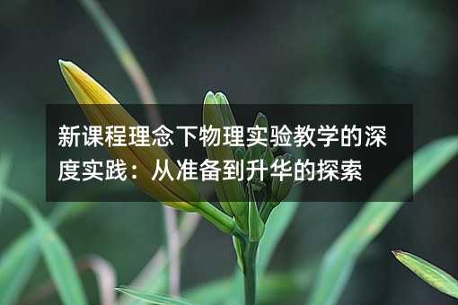 新课程理念下物理实验教学的深度实践:从准备到升华的探索