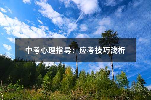 中考心理指导:应考技巧浅析