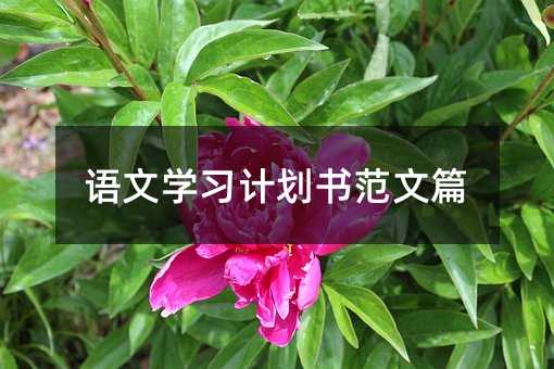 语文学习计划书范文篇